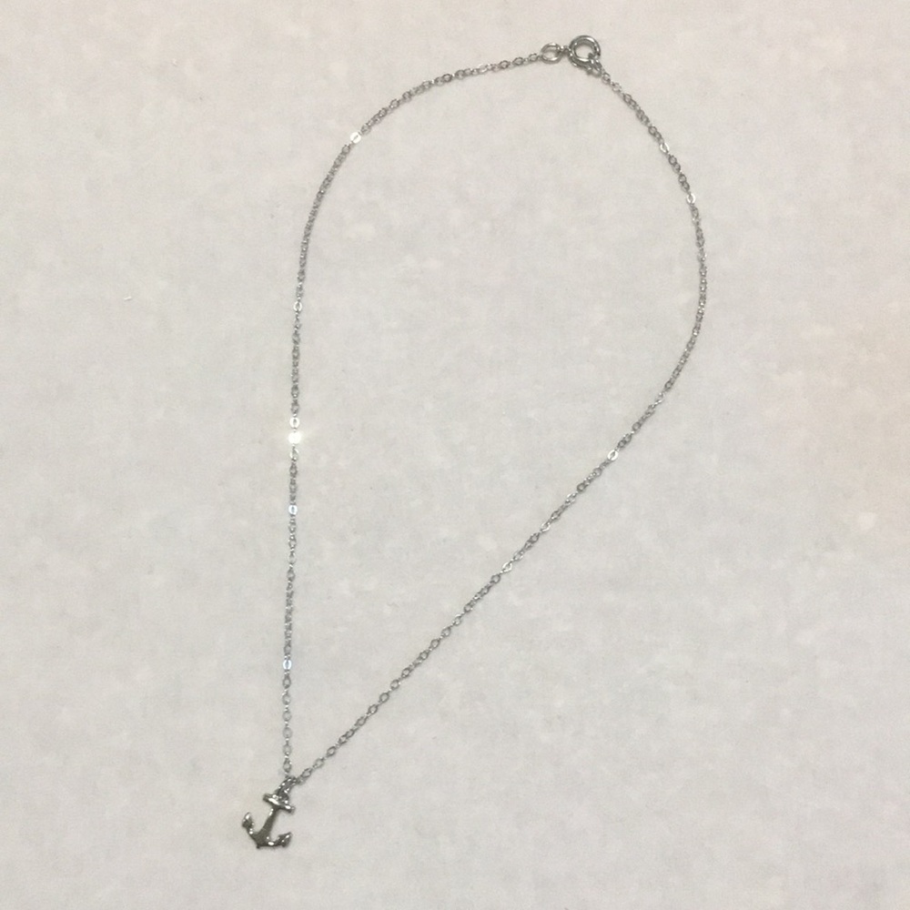 Ultra Thin Silver Anchor Charm Necklace